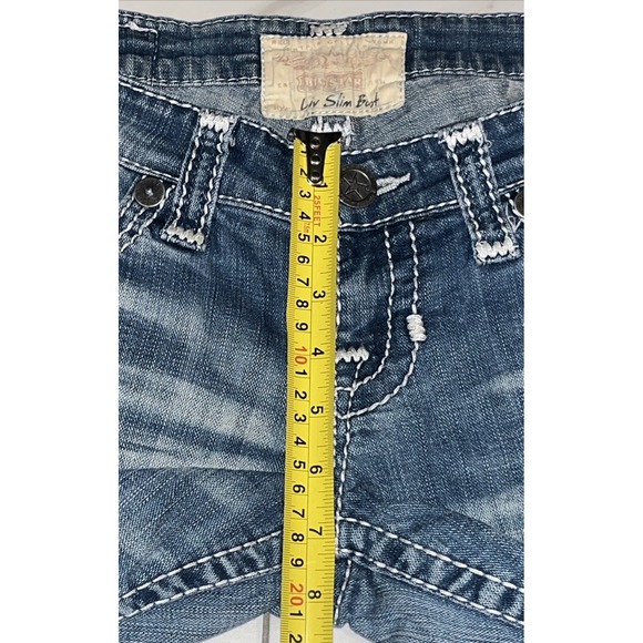 Big Star Liv Slim Bootcut Jeans Women's 27R Whiskered Vintage Denim Blue - Picture 16 of 16